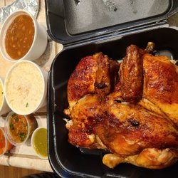 Cluck N Pollo - Mini Meal - 1 whole chicken, medium rice, medium beans, and medium potato salad. Served with 1 packet of tortillas and salsa.