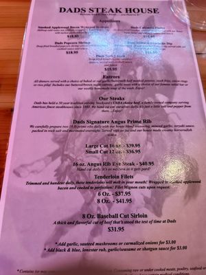 Menu photo 2 Dad's Bar & Steakhouse Thayne, WY Menu photo 2 Dad's Bar & Steakhouse Thayne, WY