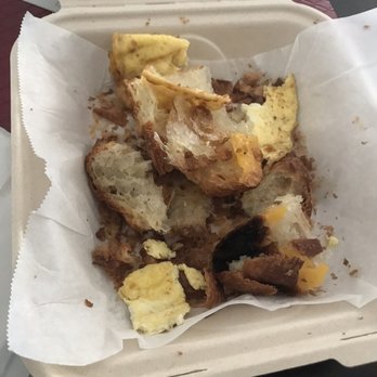 Crafted Palette - The aftermath of trying to eat a burnt croissant Breakfast Sandwich because I already paid for it. Smh. - Coffee & Tea Near Me - Reno, Nevada