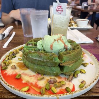 Madres Brunch - Pistachio waffles - Breakfast & Brunch Near Me - Placentia, California Madres Brunch - Pistachio waffles - Breakfast & Brunch Near Me - Placentia, California