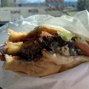 Char-Pit - Yummy The French Burger was so yummy ;)  After a long day kayaking ;)   Enjoy - American Near Me - Kings Beach, California