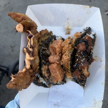 Foodieland - Sushi tacos (soft shell crab, volcano salmon, shoyu salmon, furikake ahi) - Festivals Near Me - Daly City, California Foodieland - Sushi tacos (soft shell crab, volcano salmon, shoyu salmon, furikake ahi) - Festivals Near Me - Daly City, California