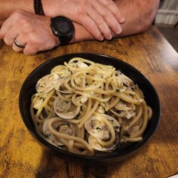 Entree: Spaghetti e Vongole- with manila clams, garlic, and white wine.