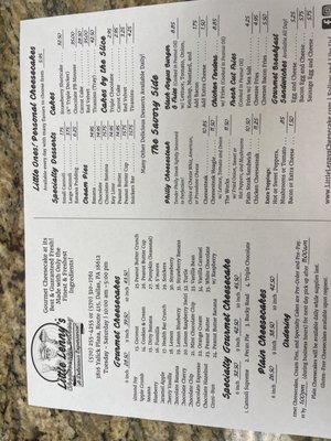 Menu photo 1 Little Lenny's Cheesecake Bakery Dallas, PA Menu photo 1 Little Lenny's Cheesecake Bakery Dallas, PA