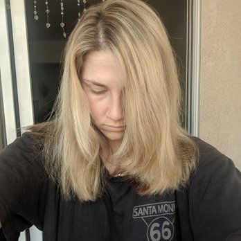 Krimson Hair Studio - You can see the highlights, not balayage. Around mid eye level down it is complete blonde - Hair Salons Near Me - Burbank, California Krimson Hair Studio - You can see the highlights, not balayage. Around mid eye level down it is complete blonde - Hair Salons Near Me - Burbank, California