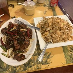 Jade Palace Restaurant - Mongolian Beef, Shrimp fried rice