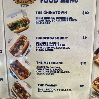 Glizzy’s - Menu - Hot Dogs Near Me - New York, New York