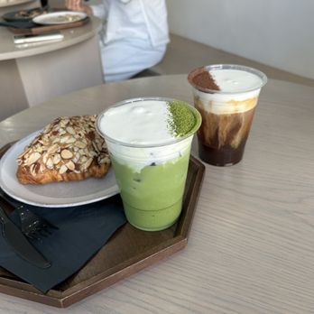DAMO - matcha cream, black coffee cream, and almond croissant - Coffee & Tea Near Me - Los Angeles, California DAMO - matcha cream, black coffee cream, and almond croissant - Coffee & Tea Near Me - Los Angeles, California