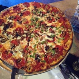 Large pizza with 3 toppings yum!