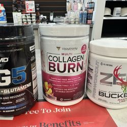 GNC - Creatine, collagen and pre-workout powders. Thanks Mohammed!