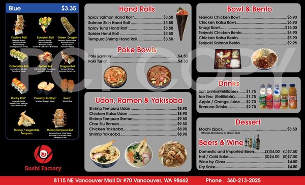 Menu photo 3 Sushi Factory Vancouver, WA