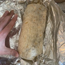 Burrito with hand for scale