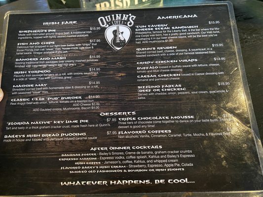Menu photo 1 Mickey Quinns Seminole, FL Menu photo 1 Mickey Quinns Seminole, FL