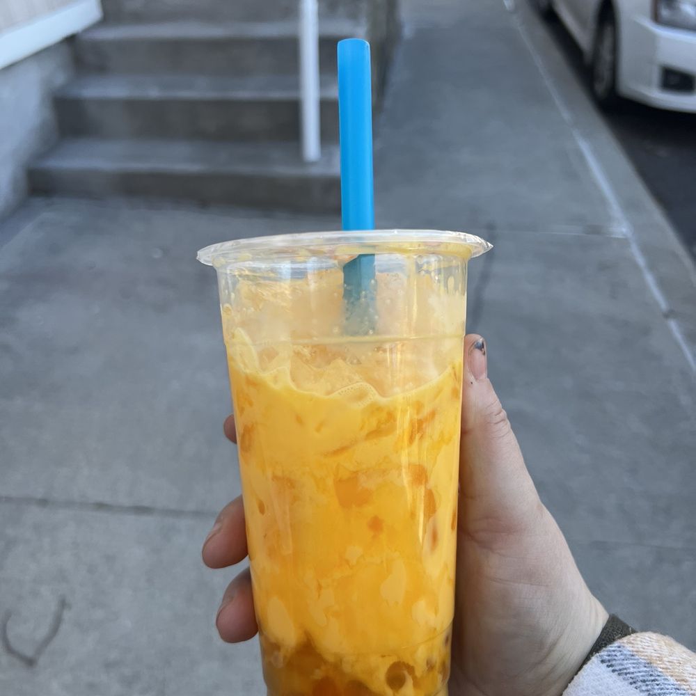 Mango team with mango boba Mango team with mango boba
