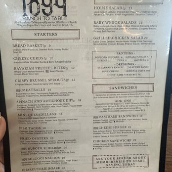 Arch Ray Winery - Food menu front - Wineries Near Me - Fredericksburg, Texas
