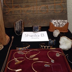 Sheila B. jewelry. Sheila lives in Oakland. Her base metal is pewter but thick overlay is 24 carat gold.