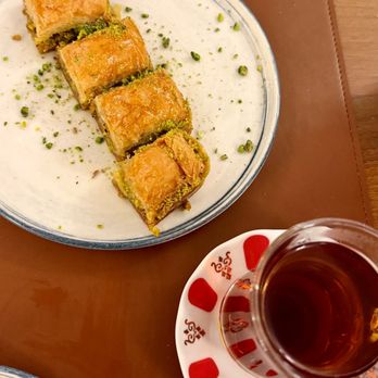 Sembol Mediterranean - Pistachio Baklava & complimentary tea - Mediterranean Near Me - Watertown, Massachusetts Sembol Mediterranean - Pistachio Baklava & complimentary tea - Mediterranean Near Me - Watertown, Massachusetts
