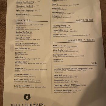 Bear & The Wren - menu - Pizza Near Me - San Luis Obispo, California