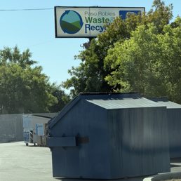 Exterior outside entrance of Paso Robles Waste & Recycle - Large bins for cardboard flattened and other stuff. - Paso Robles, California Exterior outside entrance of Paso Robles Waste & Recycle - Large bins for cardboard flattened and other stuff. - Paso Robles, California