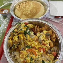 Vegetable Omelette Platter and Pancakes Vegetable Omelette Platter and Pancakes