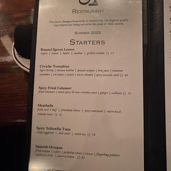A Restaurant - Menu 4 - New American Near Me - Newport Beach, California