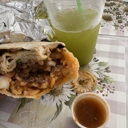 Pastor Burrito and Agua Fresca del dia Pastor Burrito and Agua Fresca del dia