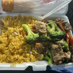 China 1 - Beef & Broccoli with Chicken Fries Rice.