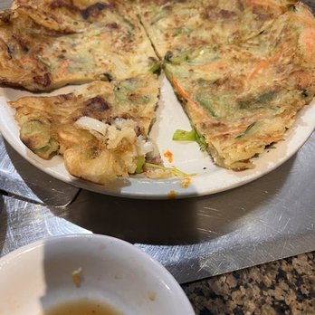 New Seoul Korean Charcoal BBQ - Hameul Pajeon! Seafood Pancake - so fluffy and crispy!!! - Korean Near Me - Des Plaines, Illinois