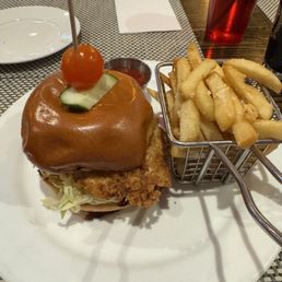 Buttermilk chicken sandwich with parm truffle fries
