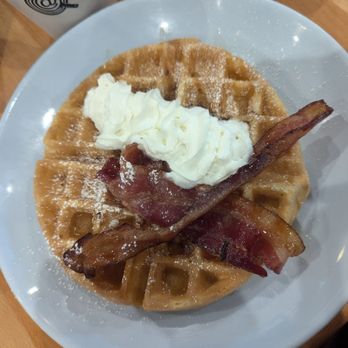 @ The Diner - Sweet & Salty (Waffles infused and topped with crispy bacon, sprinkled w/ powdered sugar & topped w/ whipped cream) - Coffee & Tea Near Me - Orlando, Florida @ The Diner - Sweet & Salty (Waffles infused and topped with crispy bacon, sprinkled w/ powdered sugar & topped w/ whipped cream) - Coffee & Tea Near Me - Orlando, Florida