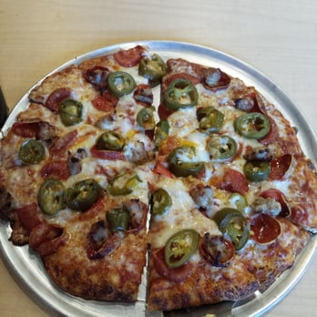 Mountain Mike's Pizza - Jalapeño,  peperoni,  sausage and garlic small pizza.  07/16/2014 - Pizza Near Me - Scotts Valley, California