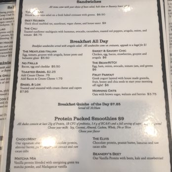 The Beanery Cafe & Bakery - Menu August 2020 - Cafes Near Me - California, Maryland