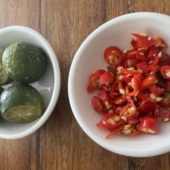 Balay Dako - Calamansi and red chili pepper. Typical Filipino condiment staples served with main dishes. - Filipino Near Me - Tagaytay, CAV Balay Dako - Calamansi and red chili pepper. Typical Filipino condiment staples served with main dishes. - Filipino Near Me - Tagaytay, CAV