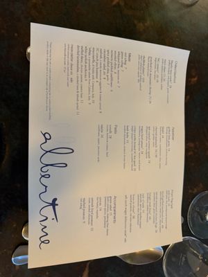 Menu photo 1 Albertine Restaurant Charlotte, NC