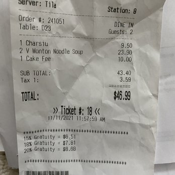 Mein Restaurant - $10 cake fee for two people!  Didn't even have them fridge my cake, cut the cake, add candles! Just provided light for the candles. - Chinese Near Me - Houston, Texas