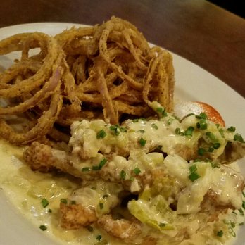 Uptown Cafe - Louisiana chicken strips w fried red onions! - Breakfast & Brunch Near Me - Bloomington, Indiana Uptown Cafe - Louisiana chicken strips w fried red onions! - Breakfast & Brunch Near Me - Bloomington, Indiana