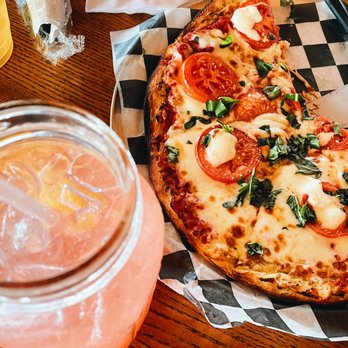 Pier Fifty-Three Brick Oven - Mason Jar Cooler & Margherita Pizza - Pizza Near Me - Wolcott, New York Pier Fifty-Three Brick Oven - Mason Jar Cooler & Margherita Pizza - Pizza Near Me - Wolcott, New York