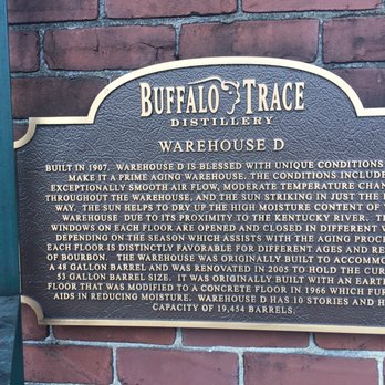 Buffalo Trace Distillery - Warehouse D Plaque - Distilleries Near Me - Frankfort, Kentucky Buffalo Trace Distillery - Warehouse D Plaque - Distilleries Near Me - Frankfort, Kentucky