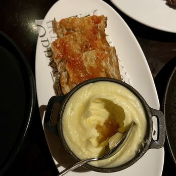 Bazaar Meat by José Andrés - Potato puree & pan con tomate - comes with the Secreto Iberico Pork - Steakhouses Near Me - Las Vegas, Nevada