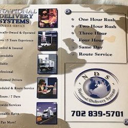 National Delivery Systems - Call me  or Text me on my cell for IMMEDIATE response:         702-321-2436  Chris Schrader