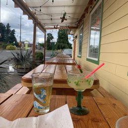 Drinks on the empty patio. Drinks on the empty patio.