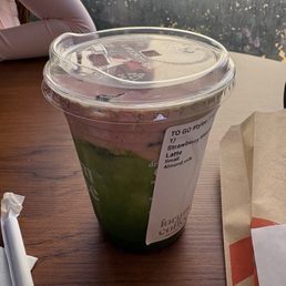 Strawberry matcha latte