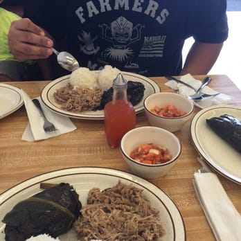 Jackie's Diner - Hawaiian plate with a side of Pastele - Hawaiian Near Me - Aiea, Hawaii