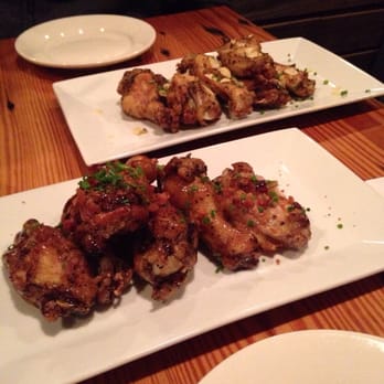 Chomp Kitchen & Drinks - Very pretty wings... Salt and vinegar, maple bacon. It's too bad they were soggy and flavorless. - American Near Me - Warren, Rhode Island