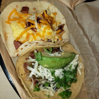 Torchy's Tacos - Jalapeno sausage with egg taco and beef taco with avocado - Tex-Mex Near Me - Memphis, Tennessee
