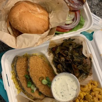 Pure Soul - Hot honey chicken w/ greens and fish fillet The Fried *Fish* Plate With Slaw & Rice + greens + mac - Fast Food Near Me - Durham, North Carolina Pure Soul - Hot honey chicken w/ greens and fish fillet The Fried *Fish* Plate With Slaw & Rice + greens + mac - Fast Food Near Me - Durham, North Carolina