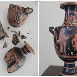 Conserve Fine Art - Greek terra-cotta Amphora Before and After | @ConserveFineArt