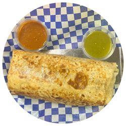 Corazón Tacos - Large Burrito stuffed with rice, beans, meat, cilantro, onion, and sauce