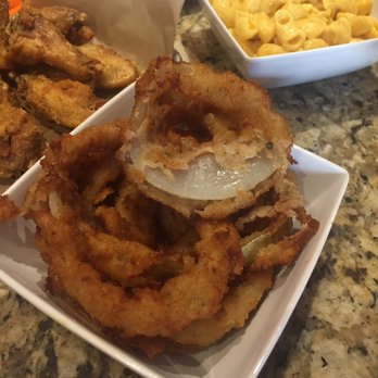AWSOM Wings - Alhambra - Sent these onion rings back for fries because of the grease--looks like it's been sitting out for awhile - Chicken Wings Near Me - Alhambra, California