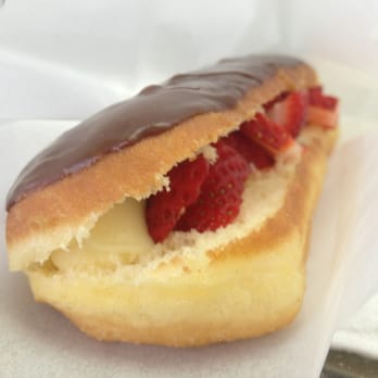 Friendly Donuts - Strawberries and custard inside, chocolate on top! - Donuts Near Me - Orange, California